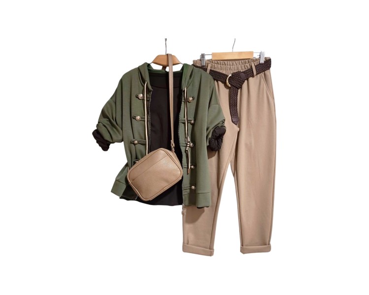 Conjunto verde y marrón