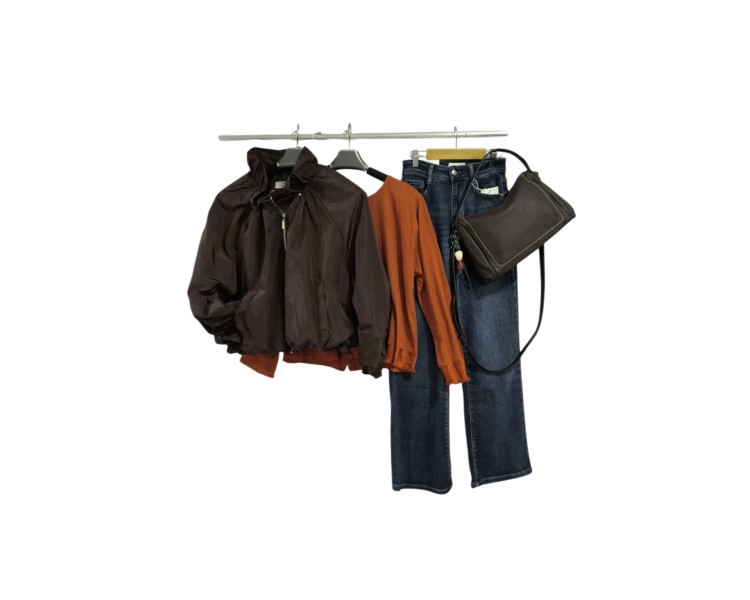 Conjunto vaquero y naranja